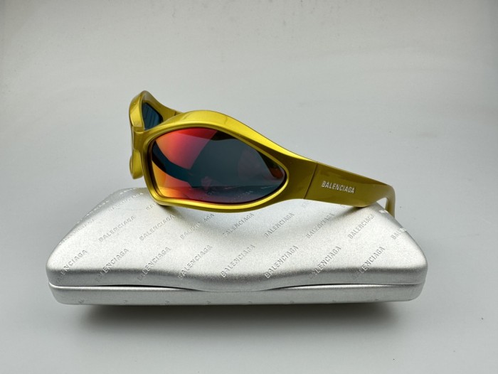 NIGO Balenciaga Women's Yellow Letter Logo Bio-Based Injection Molded Nylon Irregular Shape Sunglasses Eyeglasses Glasses #nigo74877