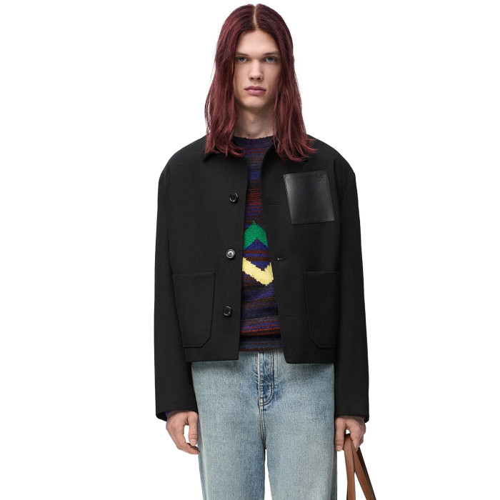 NIGO Loewe Men's Autumn And Winter Wool Work Jacket Solid Colour Pockets Loose Fit Lapel Single-breasted Fashion Casual Jacket﻿  #nigo71842