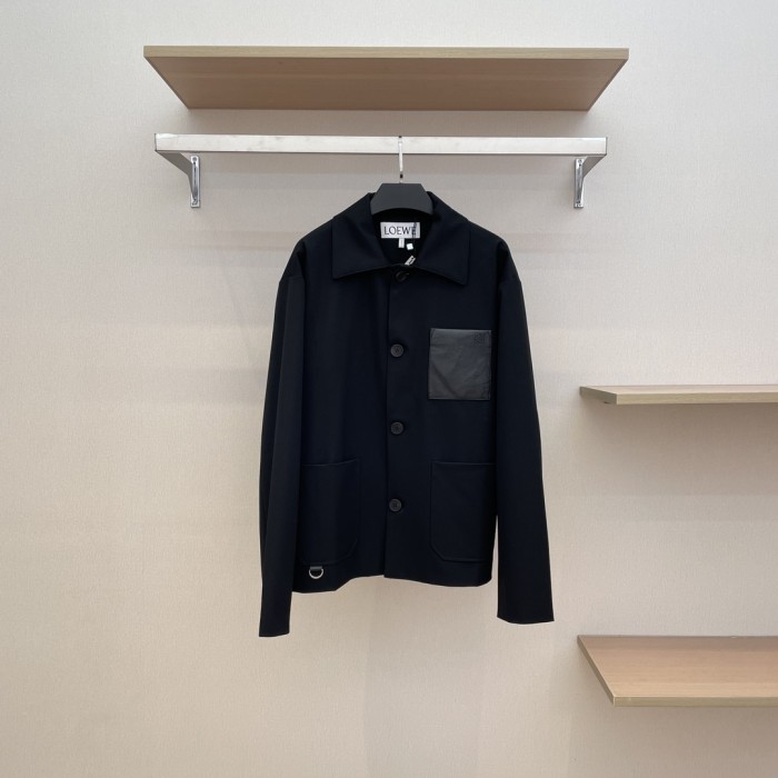 NIGO Loewe Men's Autumn And Winter Wool Work Jacket Solid Colour Pockets Loose Fit Lapel Single-breasted Fashion Casual Jacket﻿  #nigo71842