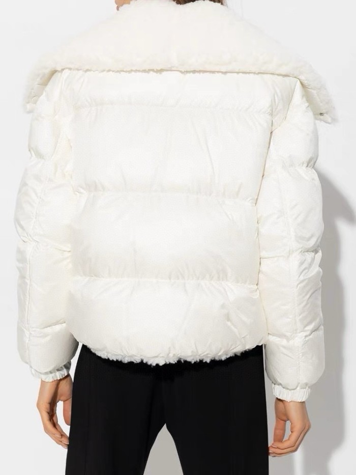 NIGO Moncler Women's Autumn and Winter Solid Color Lapel Zipper Lamb's Wool Reversible Long Sleeve Puffer Down Jacket #nigo74858