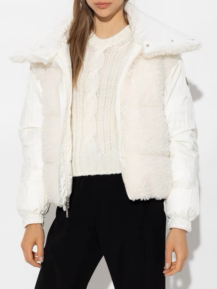 NIGO Moncler Women's Autumn and Winter Solid Color Lapel Zipper Lamb's Wool Reversible Long Sleeve Puffer Down Jacket #nigo74858