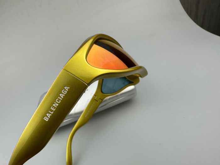 NIGO Balenciaga Women's Yellow Letter Logo Bio-Based Injection Molded Nylon Irregular Shape Sunglasses Eyeglasses Glasses #nigo74877