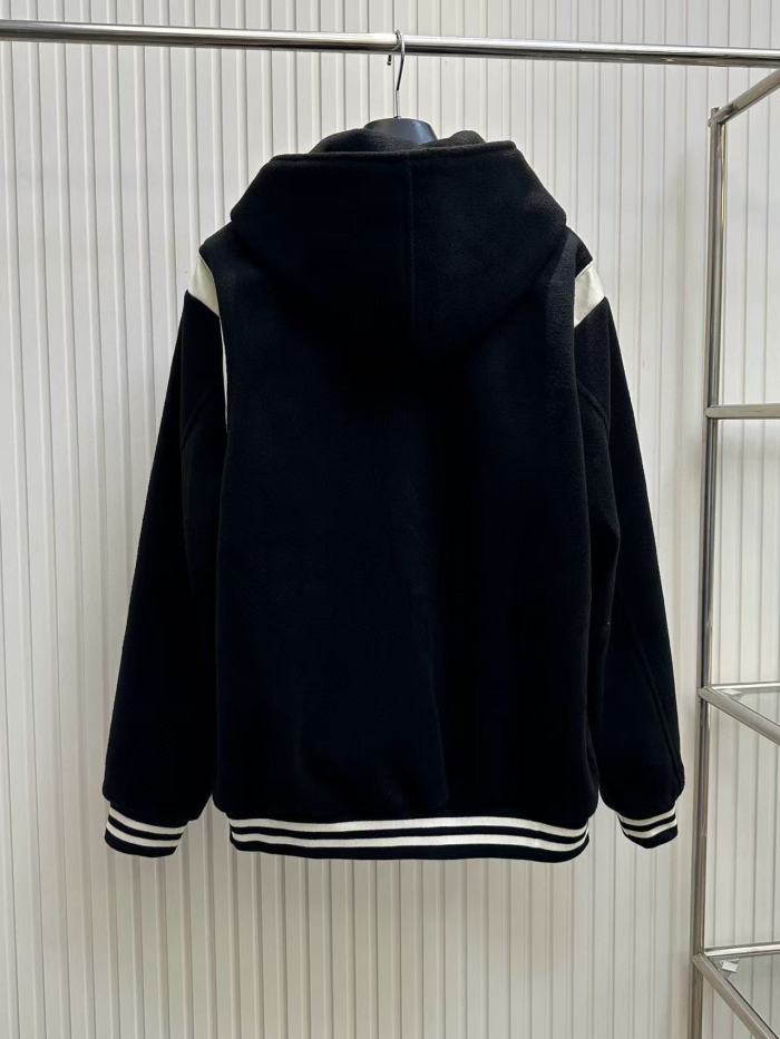 NIGO Celine Men's Spring And Autumn Colour Blocking Casual Single-breasted Jacket Logo Wool Blend Hooded Baseball Coat Jacket #nigo71844