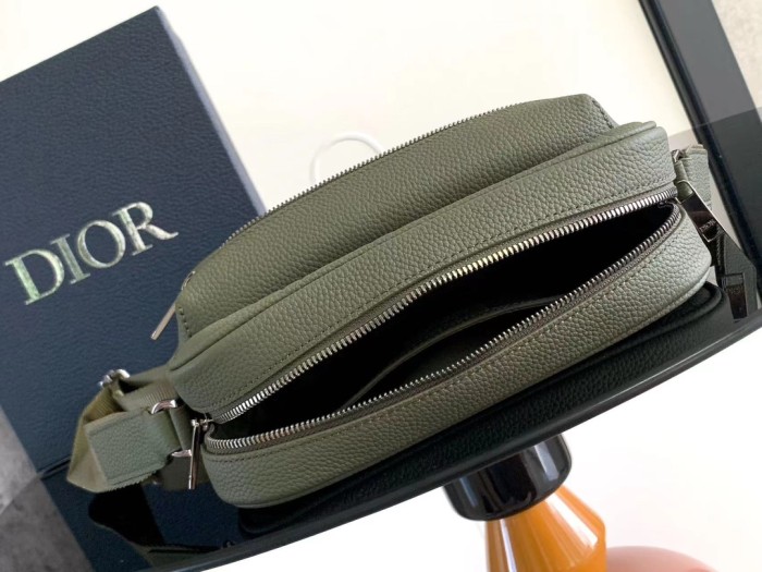 NIGO Dior Men's Rider 2.0 Zipperd Messenger Bag Logo Printed Cowhide Casual Solid Color Shoulder Bag #nigo71821