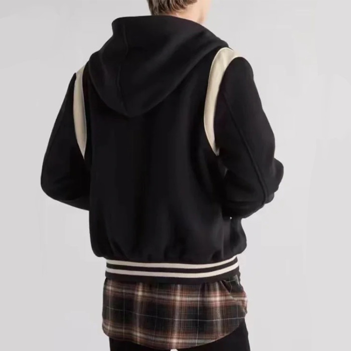 NIGO Celine Men's Spring And Autumn Colour Blocking Casual Single-breasted Jacket Logo Wool Blend Hooded Baseball Coat Jacket #nigo71844
