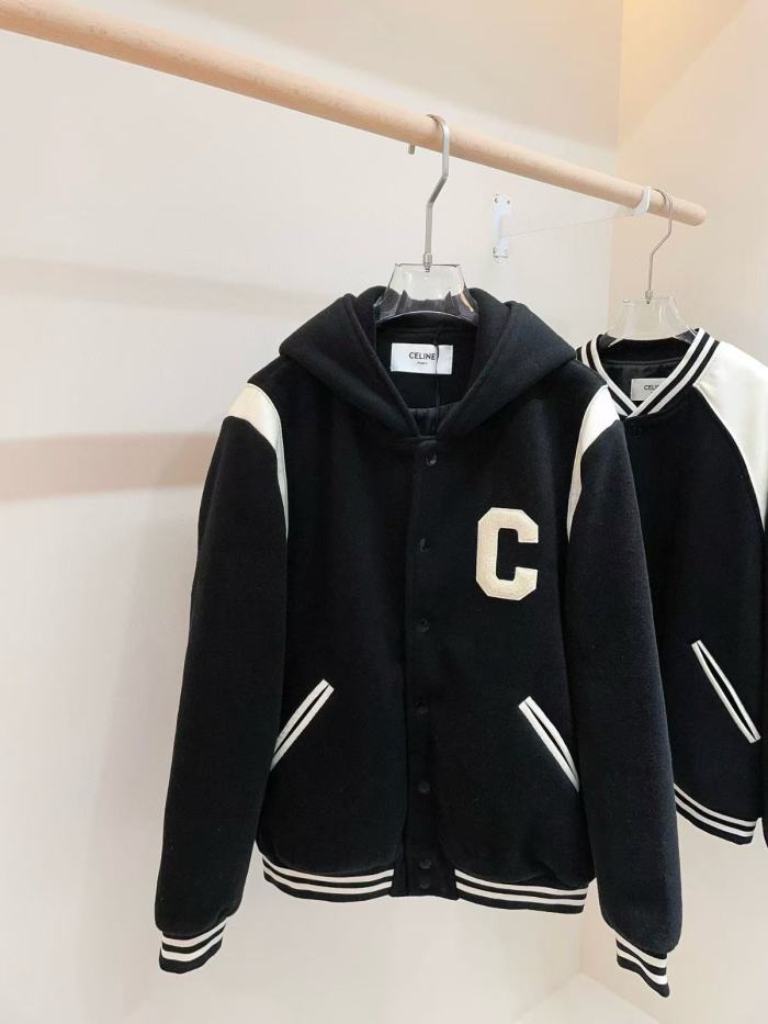 NIGO Celine Men's Spring And Autumn Colour Blocking Casual Single-breasted Jacket Logo Wool Blend Hooded Baseball Coat Jacket #nigo71844