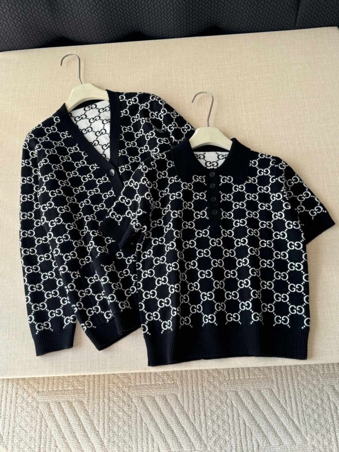 NIGO Gucci Women's Spring And Fall Reversible V-neck Single Breasted Drop Shoulder Long Sleeved Knit Cardigan Jacket #nigo74891