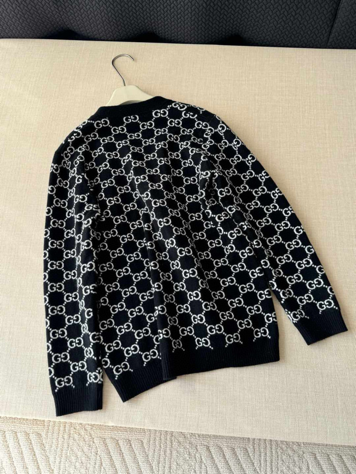 NIGO Gucci Women's Spring And Fall Reversible V-neck Single Breasted Drop Shoulder Long Sleeved Knit Cardigan Jacket #nigo74891