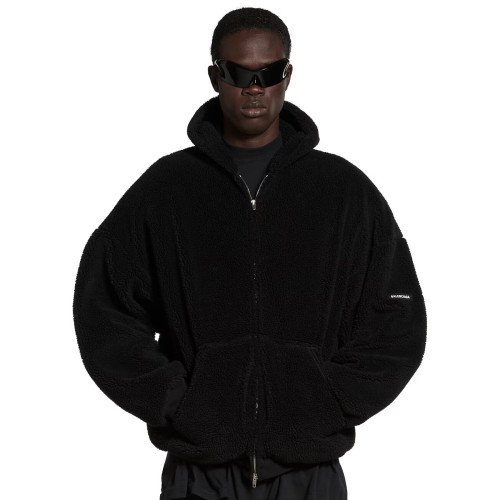 NIGO Balenciaga Men's and Women's Fall/Winter Solid Color Hooded Pellet Fleece Zipper Long Sleeve Jacket #nigo74895