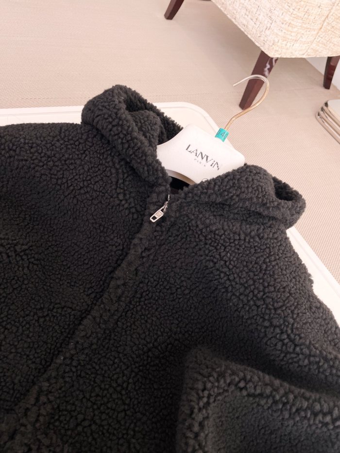 NIGO Balenciaga Men's and Women's Fall/Winter Solid Color Hooded Pellet Fleece Zipper Long Sleeve Jacket #nigo74895
