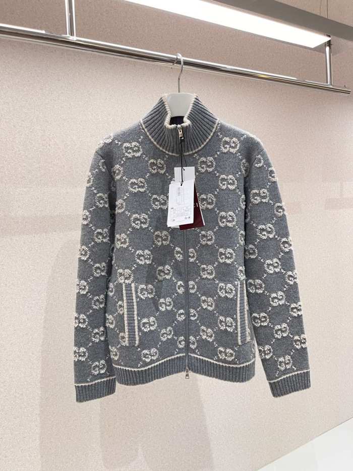 NIGO Gucci Women's Spring and Autumn Logo Print Full Print Zipper Stand Collar Long Sleeve Knit Sweater Jacket #nigo74921