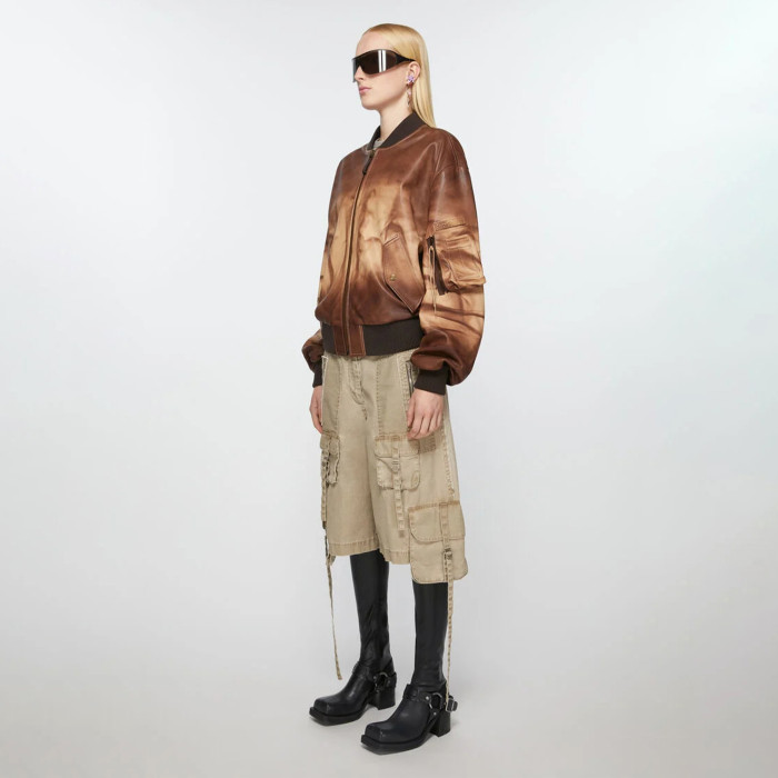 NIGO Acne Studios Women's Square Head Round Buckle Biker Boots Shoes Cowhide High Heel Elastic New Thick Heel Thick Bottom Knight Boots Long Tube Skinny Boots Ngvp #nigo9856
