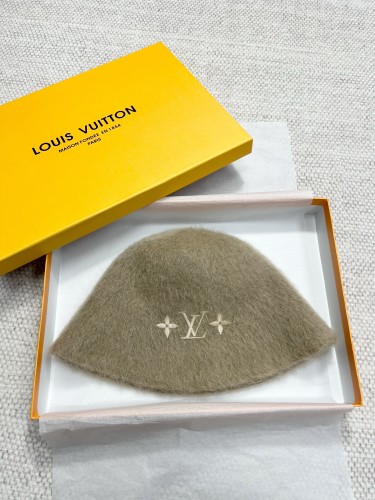 NIGO Louis Vuitton LV Fluffy Women's Autumn and Winter Solid Color Embroidered Logo Logo Mohair Fisherman's Hat Cap #nigo74912