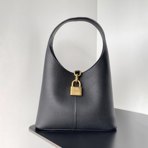 NIGO Balenciaga Locker Women's Solid Color Monogrammed Logo Lock Closure Grained Cowhide Leather Shoulder Tote Bag Bags #nigo74928
