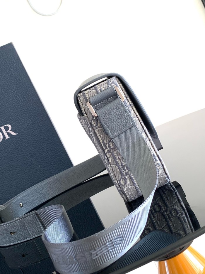 NIGO Dior Men's Dark Gray Adjustable Shoulder Strap Flap Closure Inside Cow Leather Saddle Bag Slanting Cross Shoulder Bags #nigo74956