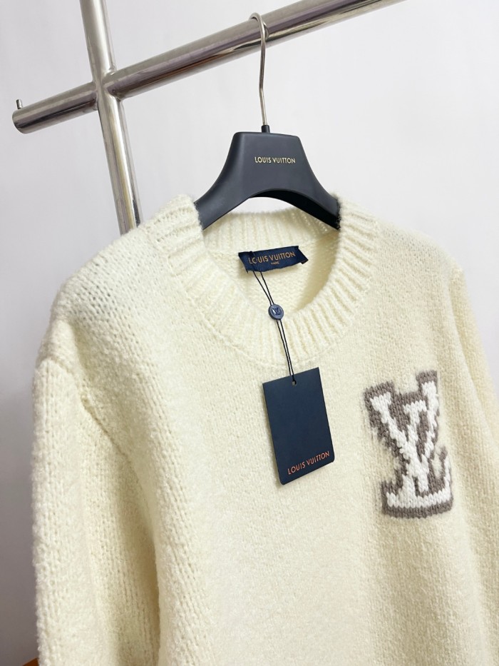 NIGO Louis Vuitton Women's Spring and Autumn Solid Color Letter Applique Crew Neck Knitted Sweater #nigo74948