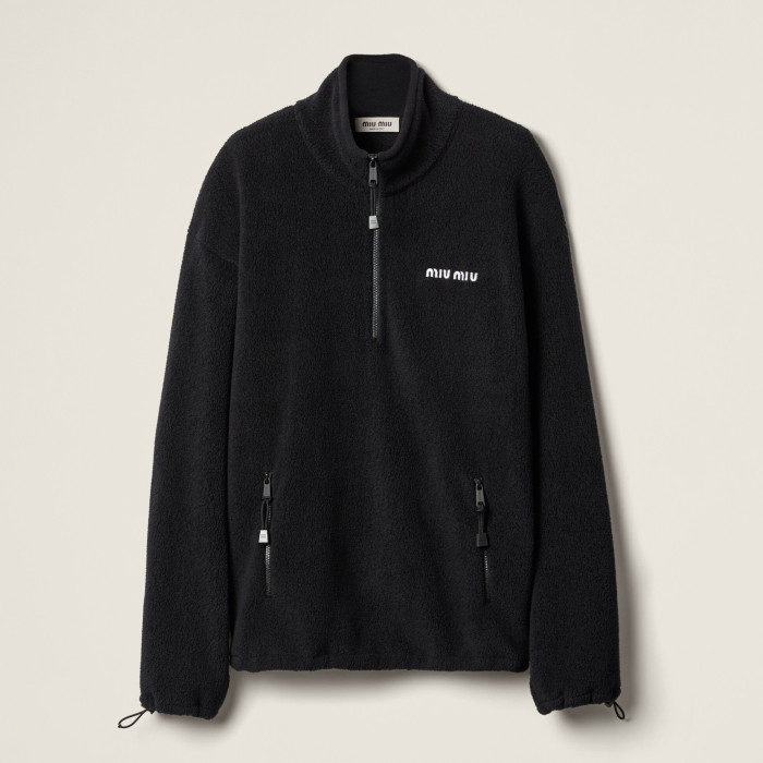 NIGO MiuMiu Women's Autumn and Winter Solid Color Logo Letter Fleece Zipper High Neck Long Sleeve Sweatshirt #nigo74946