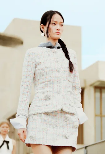 NIGO Chanel Women's Spring And Autumn Embroidered Checkered Round Neck Wool And Cotton Solid Color Long Sleeve Jacket Ngvp #nigo9847