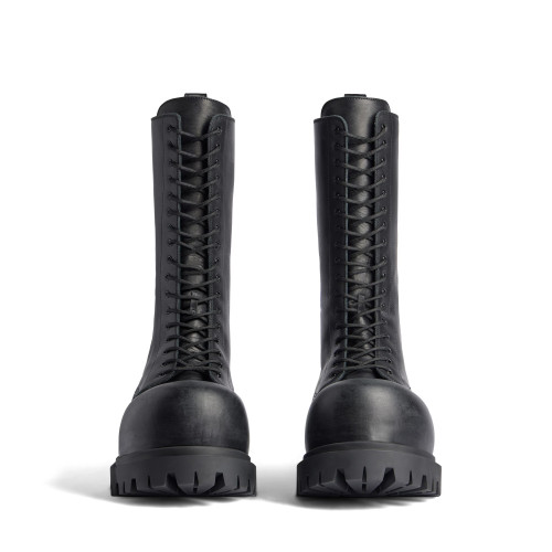 NIGO Balenciaga Men's Stomper Boot In Black Autumn And Winter Heightened Thick Sole High Calf High Street Trend Hip Hop Lacing Big Head Boots Ngvp #nigo9859