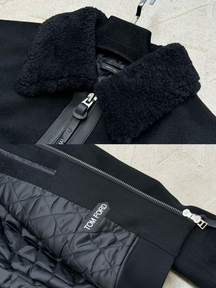 NIGO Tom Ford Men's Autumn and Winter Solid Color Cashmere Lapel Zipper Long Sleeve Jacket #nigo74958