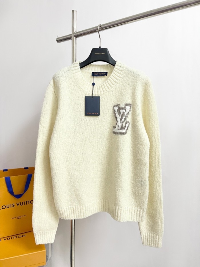 NIGO Louis Vuitton Women's Spring and Autumn Solid Color Letter Applique Crew Neck Knitted Sweater #nigo74948