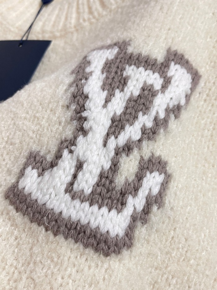 NIGO Louis Vuitton Women's Spring and Autumn Solid Color Letter Applique Crew Neck Knitted Sweater #nigo74948