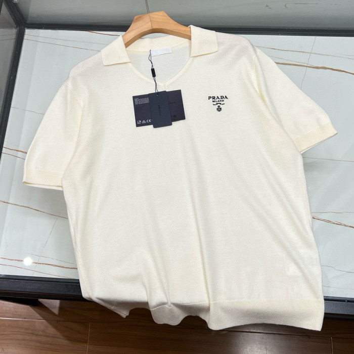 NIGO Prada Men's Summer Solid Color Logo Embroidery Knitted Cashmere Short Sleeve Polo Shirt T-Shirt #nigo74954