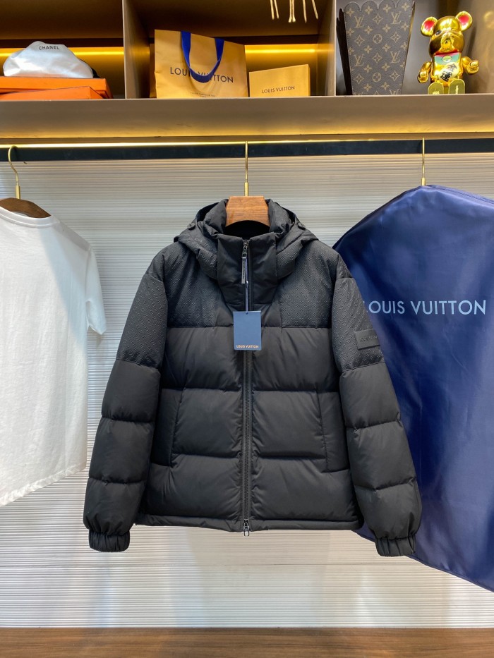 NIGO Louis Vuitton Men's Autumn and Winter Solid Color Logo Embossed Hooded Zipper Long Sleeve Warm Puffer Down Jacket #nigo74945