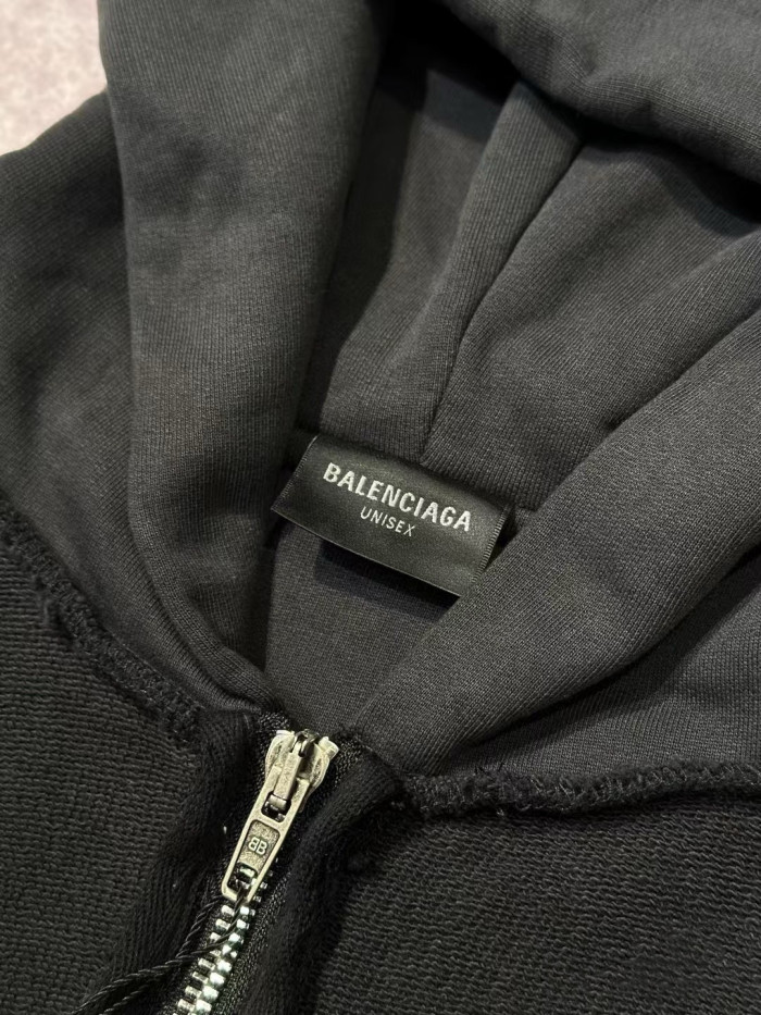 NIGO Balenciaga Men's and Women's Drop Shoulder Hooded Long Sleeve Regular Fit Zipper Sweatshirt Jacket #nigo74953