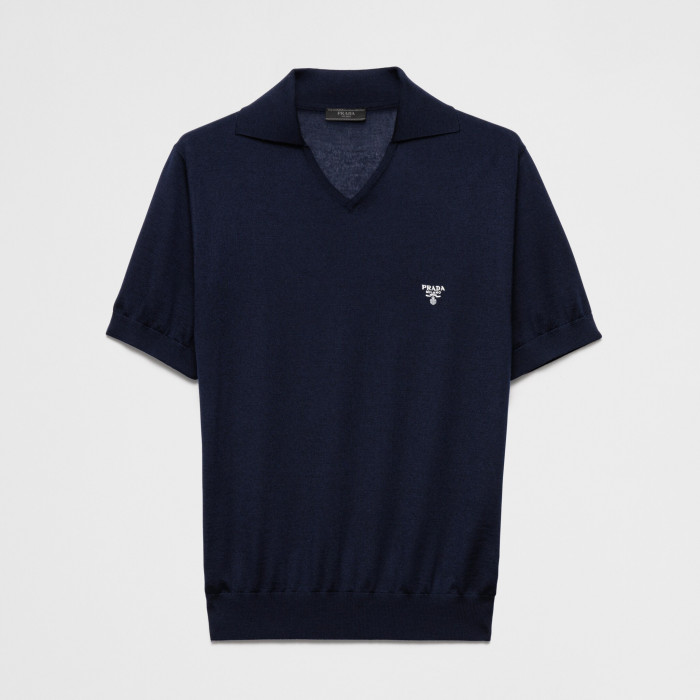 NIGO Prada Men's Summer Solid Color Logo Embroidery Knitted Cashmere Short Sleeve Polo Shirt T-Shirt #nigo74954