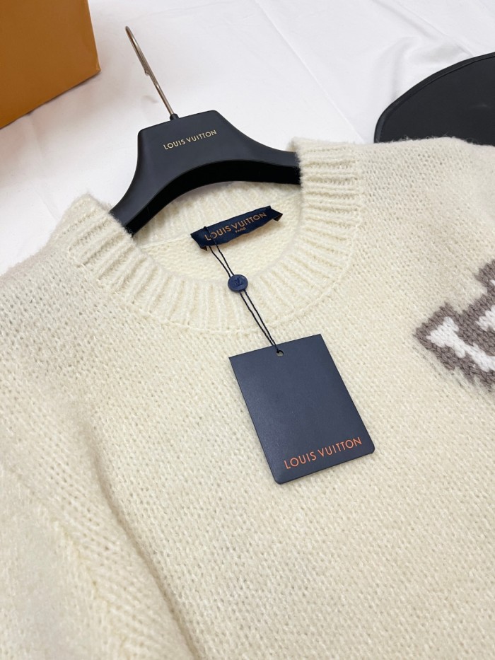 NIGO Louis Vuitton Women's Spring and Autumn Solid Color Letter Applique Crew Neck Knitted Sweater #nigo74948