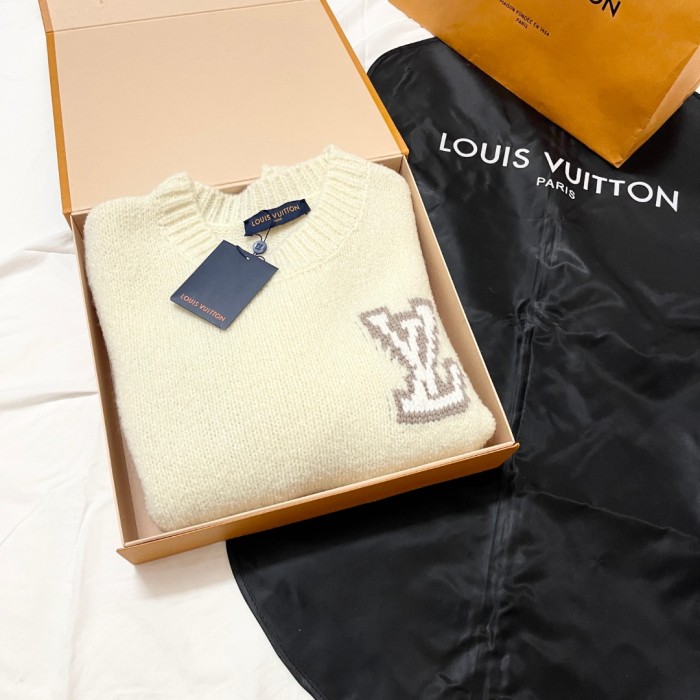NIGO Louis Vuitton Women's Spring and Autumn Solid Color Letter Applique Crew Neck Knitted Sweater #nigo74948