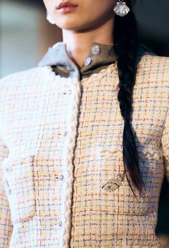 NIGO Chanel Women's Spring And Autumn Embroidered Checkered Round Neck Wool And Cotton Solid Color Long Sleeve Jacket Ngvp #nigo9847