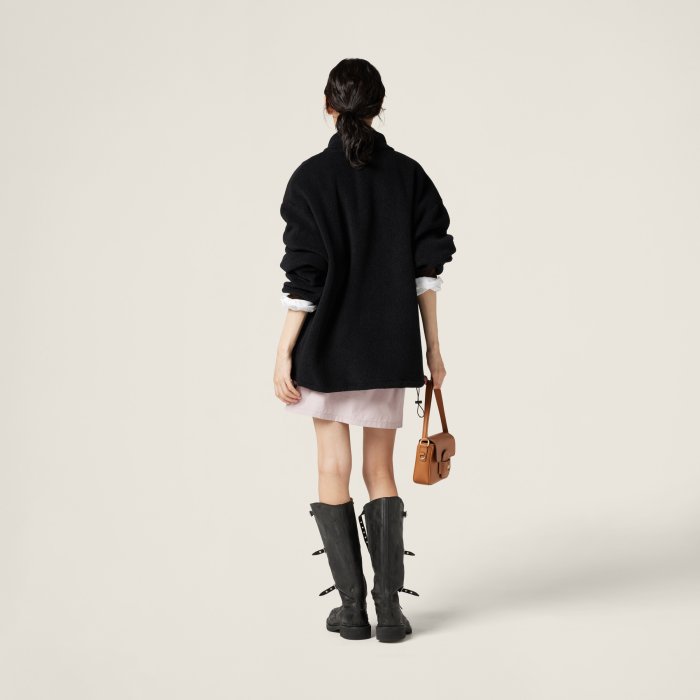 NIGO MiuMiu Women's Autumn and Winter Solid Color Logo Letter Fleece Zipper High Neck Long Sleeve Sweatshirt #nigo74946