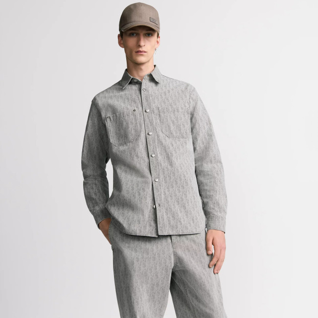 NIGO Dior Men's Spring And Fall Letters Full Print Lapel Single Breasted Long Sleeved Denim Shirt Jeans Pants Set Suit #nigo74966