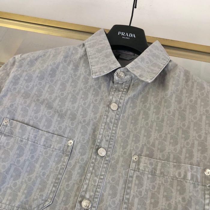NIGO Dior Men's Spring And Fall Letters Full Print Lapel Single Breasted Long Sleeved Denim Shirt Jeans Pants Set Suit #nigo74966