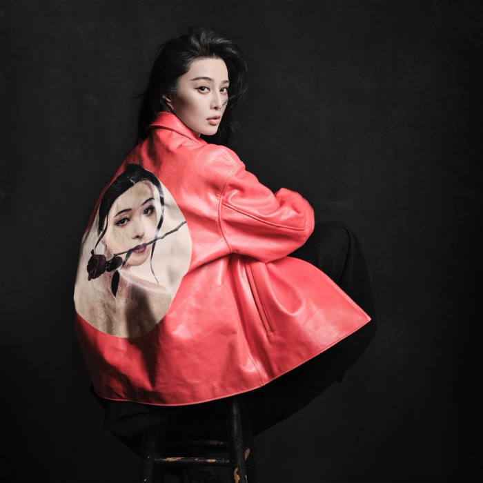 NIGO Yohji Yamamoto Pour Homme X Fan Bingbing Portrait Leather Jacket Men's Women's Autumn/winter Fashion Red Lapel Leather Zip Jacket Ngvp #nigo9866
