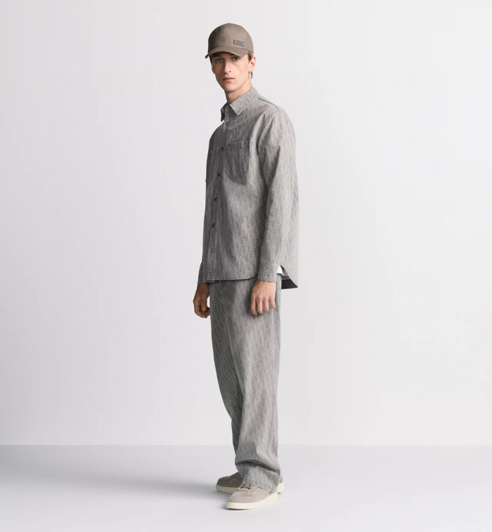 NIGO Dior Men's Spring And Fall Letters Full Print Lapel Single Breasted Long Sleeved Denim Shirt Jeans Pants Set Suit #nigo74966