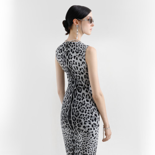 NIGO Dolce&Gabbana Women's Spring And Summer Leopard Print Mid-length Straight Dress Sleeveless Round Neck Temperament Elegant Long Dresses  Ngvp #nigo9864