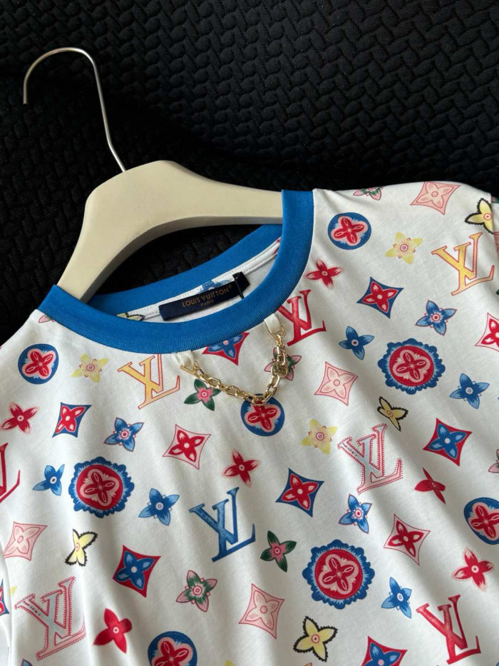 NIGO Louis Vuitton Women's Summer Logo Pattern Printed Cotton Knit Round Neck Regular Fit Short Sleeve T-Shirt #nigo74964