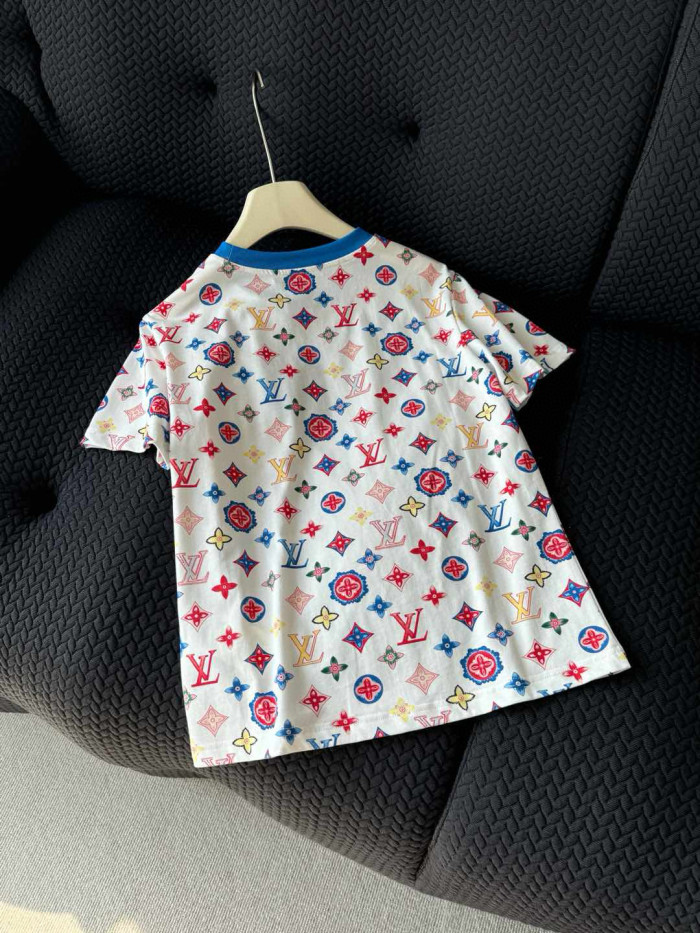 NIGO Louis Vuitton Women's Summer Logo Pattern Printed Cotton Knit Round Neck Regular Fit Short Sleeve T-Shirt #nigo74964