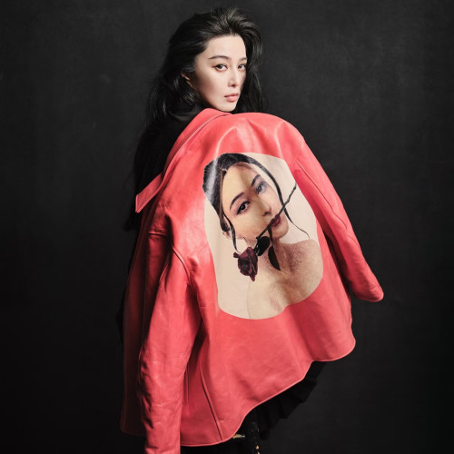 NIGO Yohji Yamamoto Pour Homme X Fan Bingbing Portrait Leather Jacket Men's Women's Autumn/winter Fashion Red Lapel Leather Zip Jacket Ngvp #nigo9866