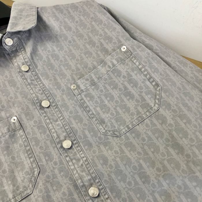 NIGO Dior Men's Spring And Fall Letters Full Print Lapel Single Breasted Long Sleeved Denim Shirt Jeans Pants Set Suit #nigo74966