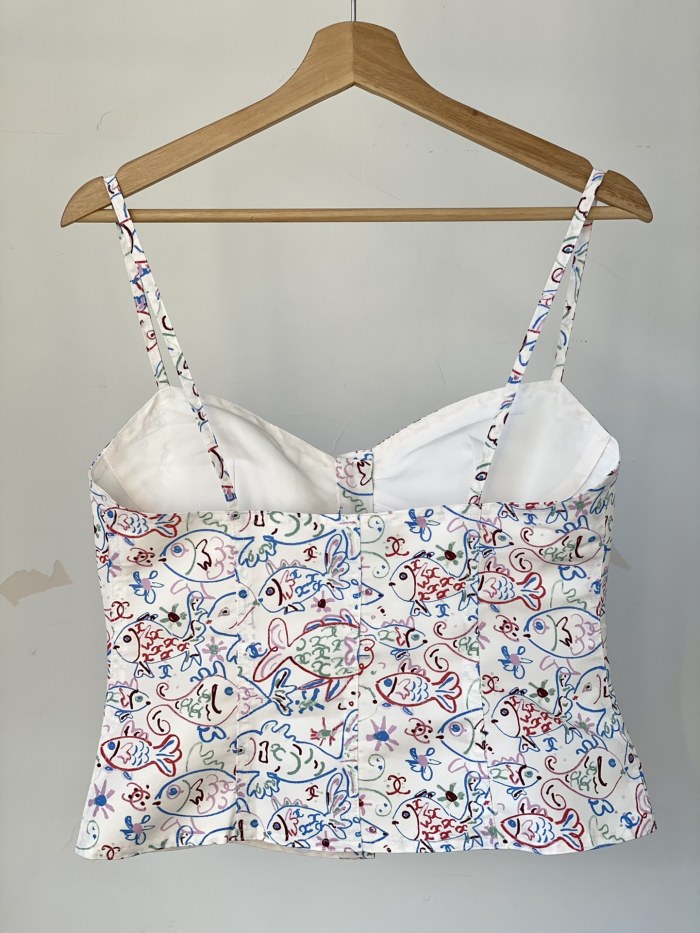 NIGO Chanel Women's Spring/Summer Graffiti Printed Camisole Top Wide Leg Jeans Pants Set Suit #nigo74985
