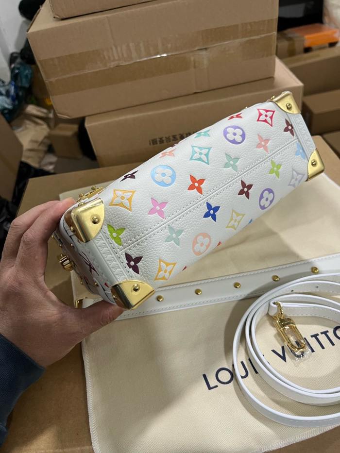 NIGO Louis Vuitton LV X TM Side Trunk Women's Detachable Adjustable Shoulder Strap Colorful Logo Printed Cowhide Leather Single Shoulder Slanting Handbag Bag Bags #nigo74988