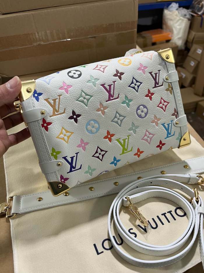 NIGO Louis Vuitton LV X TM Side Trunk Women's Detachable Adjustable Shoulder Strap Colorful Logo Printed Cowhide Leather Single Shoulder Slanting Handbag Bag Bags #nigo74988