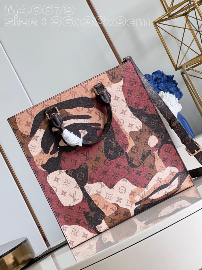 NIGO Louis Vuitton Sac Plat NV Men's Brown Adjustable Removable Shoulder Strap Pattern Printed Coated Canvas and Cowhide Handbag Bag Bags #nigo99862
