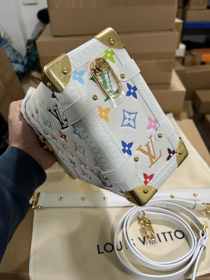 NIGO Louis Vuitton LV X TM Side Trunk Women's Detachable Adjustable Shoulder Strap Colorful Logo Printed Cowhide Leather Single Shoulder Slanting Handbag Bag Bags #nigo74988