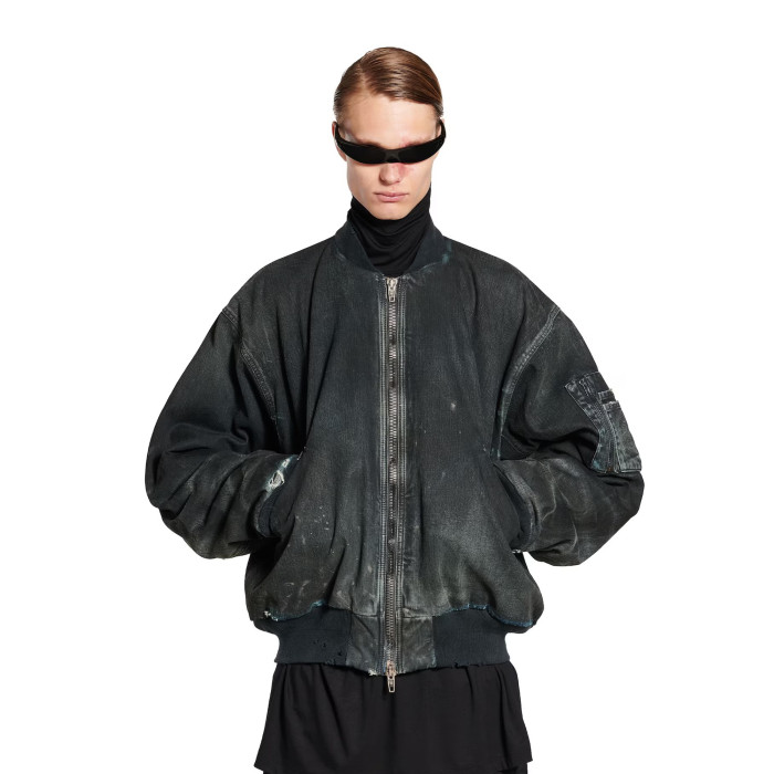 NIGO Balenciaga Men's Women's Spring And Autumn Washed And Old Loose Cotton Hole Breaking Long Sleeve Blue Bomber Jacket Ngvp #nigo9848