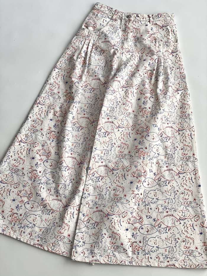 NIGO Chanel Women's Spring/Summer Graffiti Printed Camisole Top Wide Leg Jeans Pants Set Suit #nigo74985